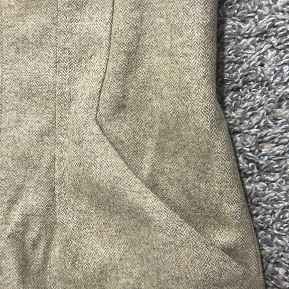 Magaschoni Tan and Brown Midi Wool Dress PU Faux Leather with Pockets - Picture 5 of 10